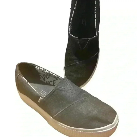 Toms Alpargata Boardwalk Slip‎ On Canvas Platform Sneaker - Size 9 - Picture 2 of 6